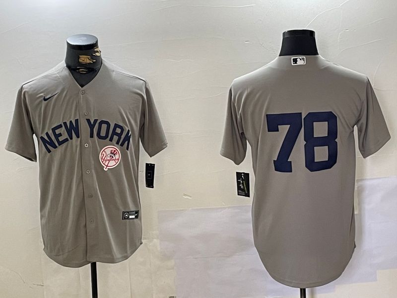 Men New York Yankees #78 No Name Grey Game 2024 Nike MLB Jersey style 3